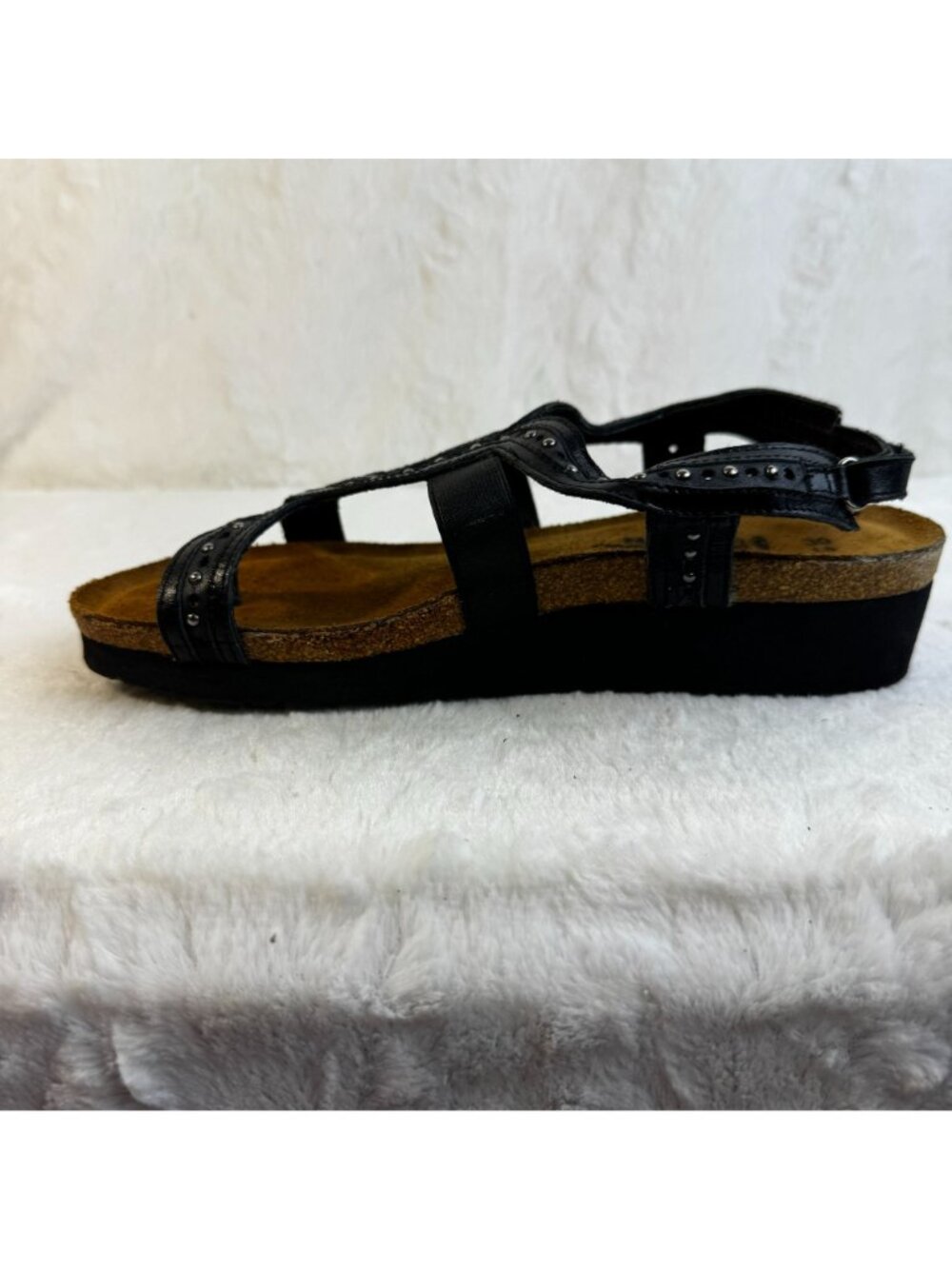 Naot Hillary Womens Size 8 39 Footbed Black Leather Studded Slingback Sandals - Picture 8 of 8